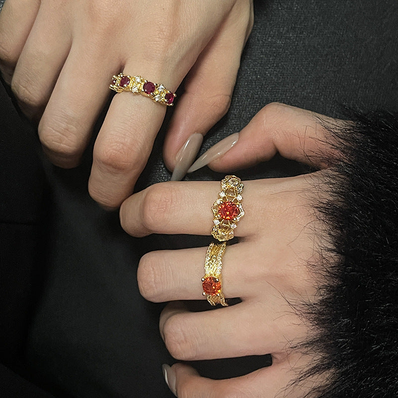 Women's Gold Irregular Hollow Opening High-grade Light Rings