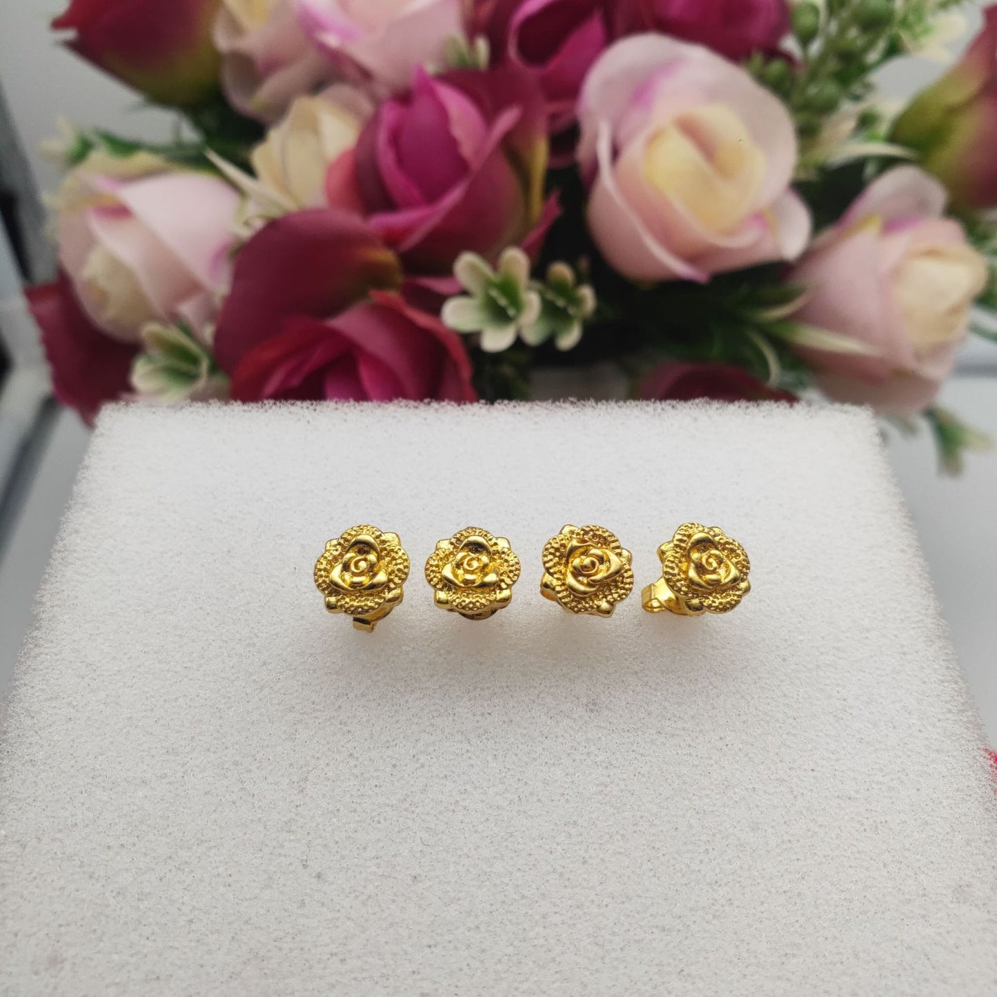 Women's Vietnam Placer Gold Rose Imitation Flower Love Rings