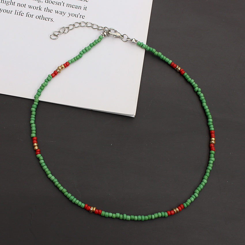 Korean Style Fashionable Colorful Bohemian Golden Balls Bead Handmade Ethnic Necklaces