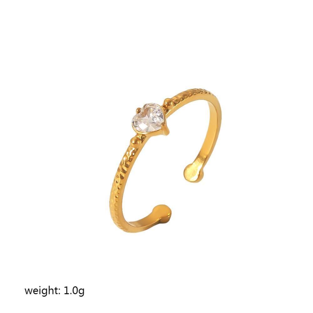 Women's Gold Stainless Steel Inlaid Zircon Open Rings