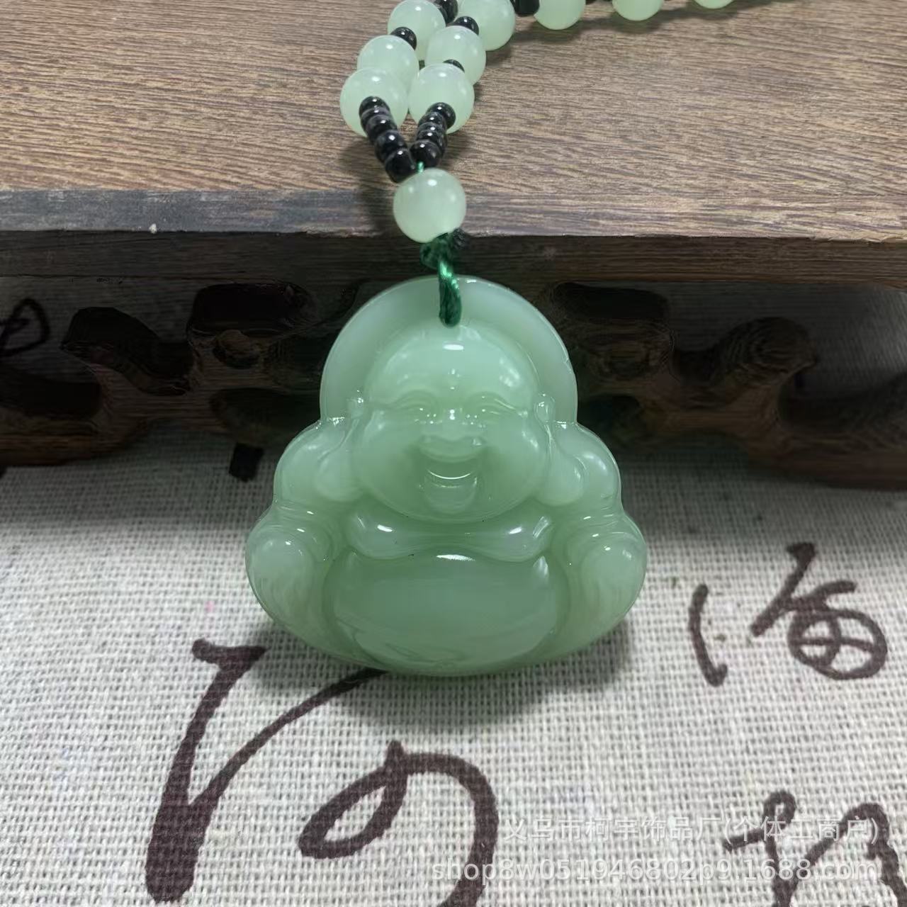 Double-sided Pattern Carving Big Belly Buddha Male Smiling Face Sweater Necklace