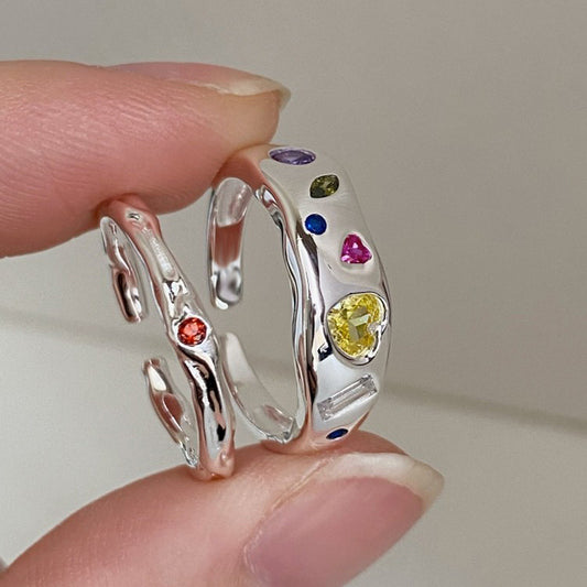 Crystals Zircon Heart-shaped Open Heart Design Ring