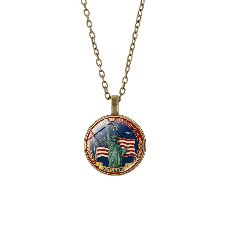 Popular Weekly Commemorative Liberty Bell National Flag Totem Necklaces