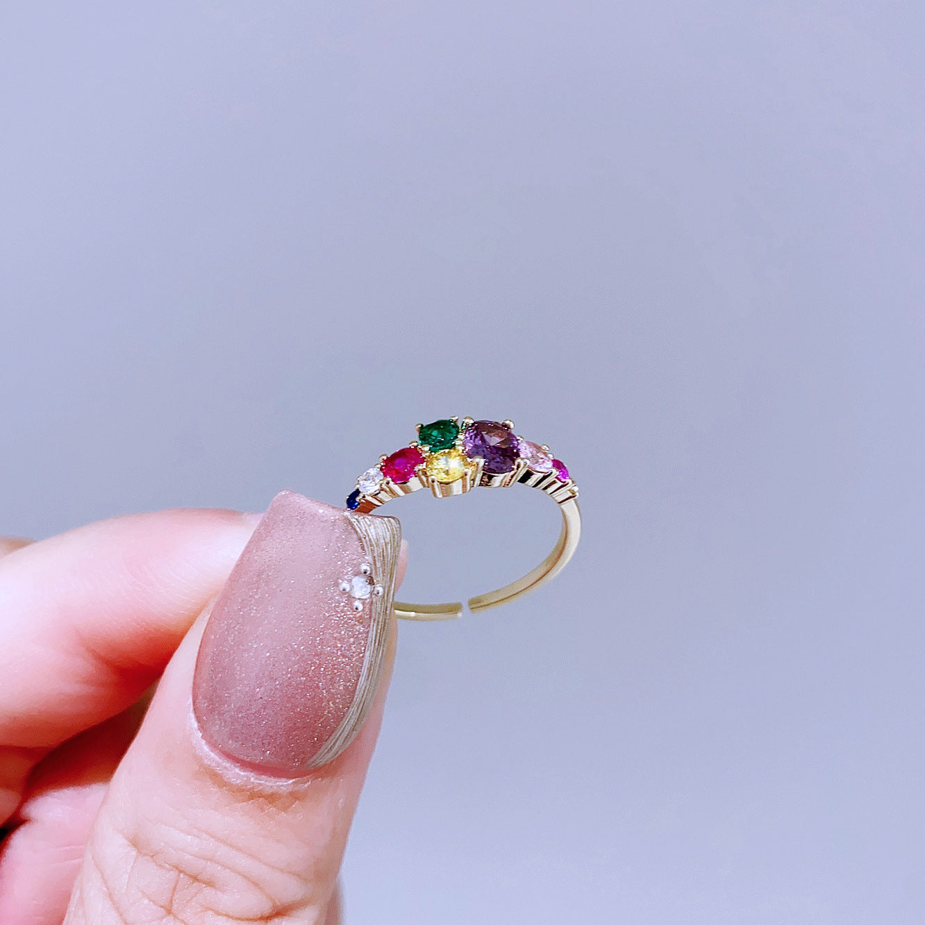 Light Luxury Minority Design Colorful Gemstone Rings