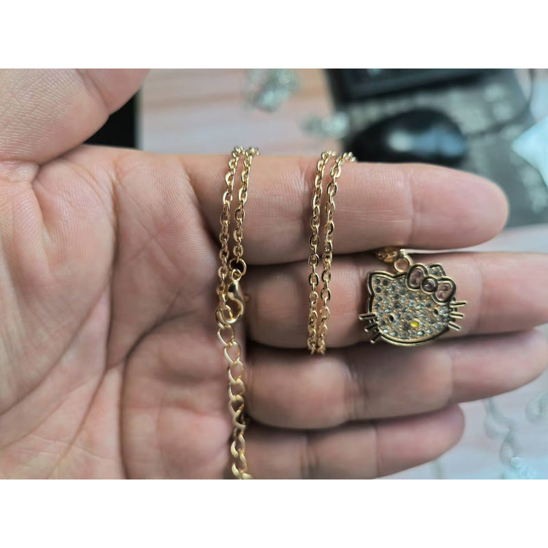 Women's Full Diamond Hello Kitty Millennium Hot Pendants