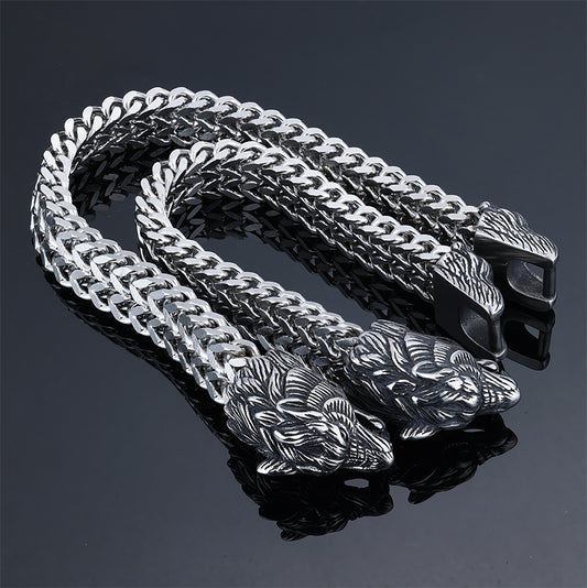 Steel Animal Series Wolf Head Shape Bracelets