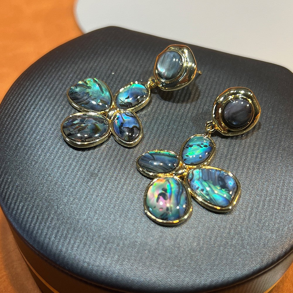 Women's Abalone Shell Series Gold Plated Environmental Protection Fashion French High-grade Earrings