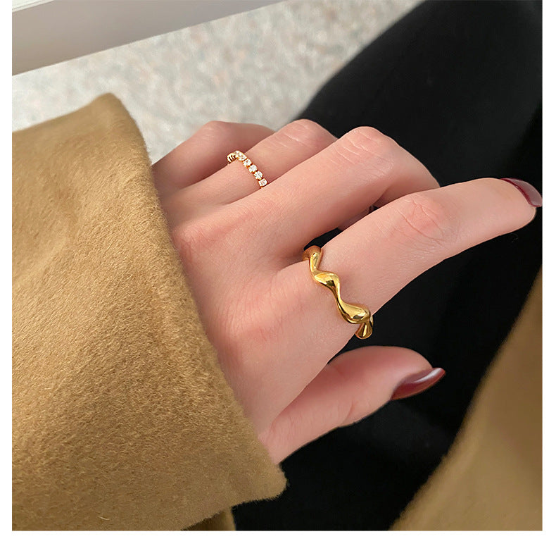 Wave Abstract Titanium Steel Index Finger Female Fashion Personality Geometry Rings