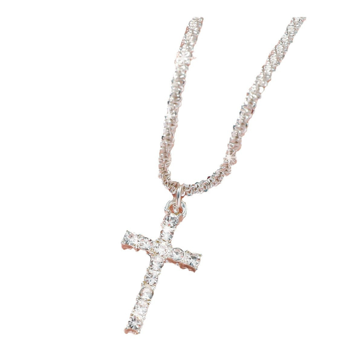 Popular Starry Shiny Sparkling Cross Chain Necklaces