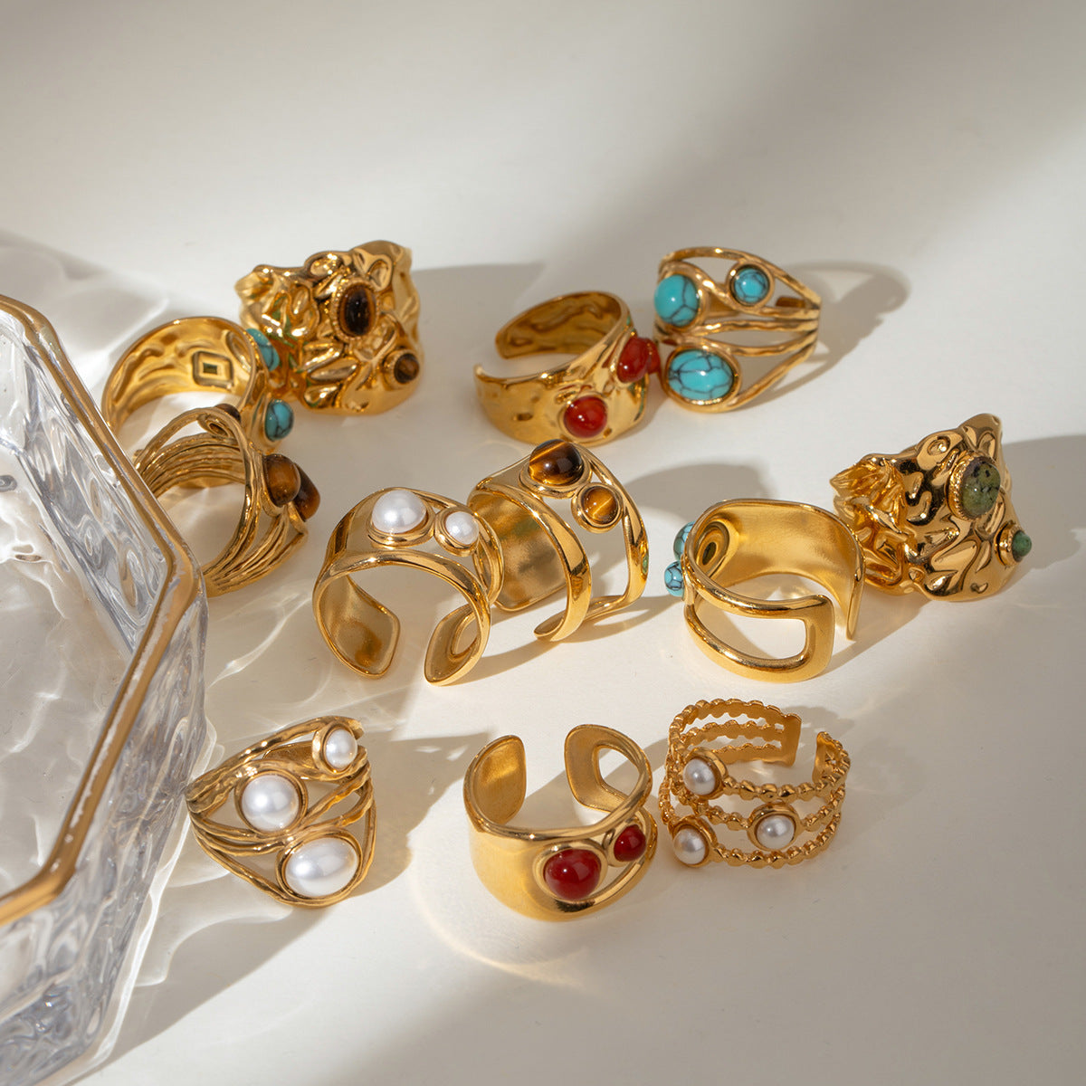 Steel Turquoise Open High-grade Titanium Hand Rings