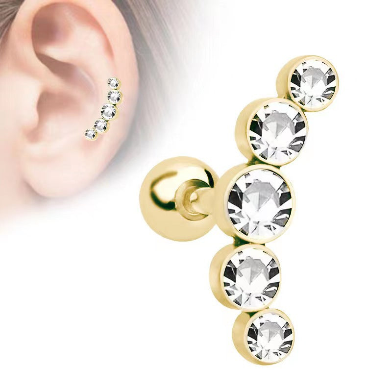 Stainless Steel Czech Ear Bone Fashion Stud Earrings