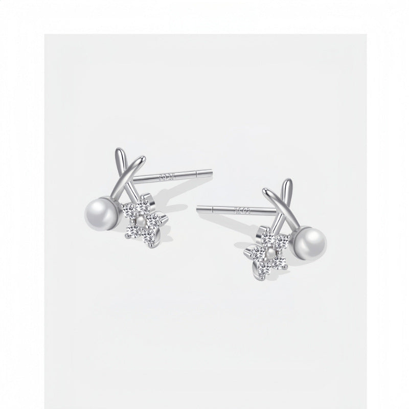 Zircon Little Flower Plated Sweet Simple Affordable Luxury Earrings