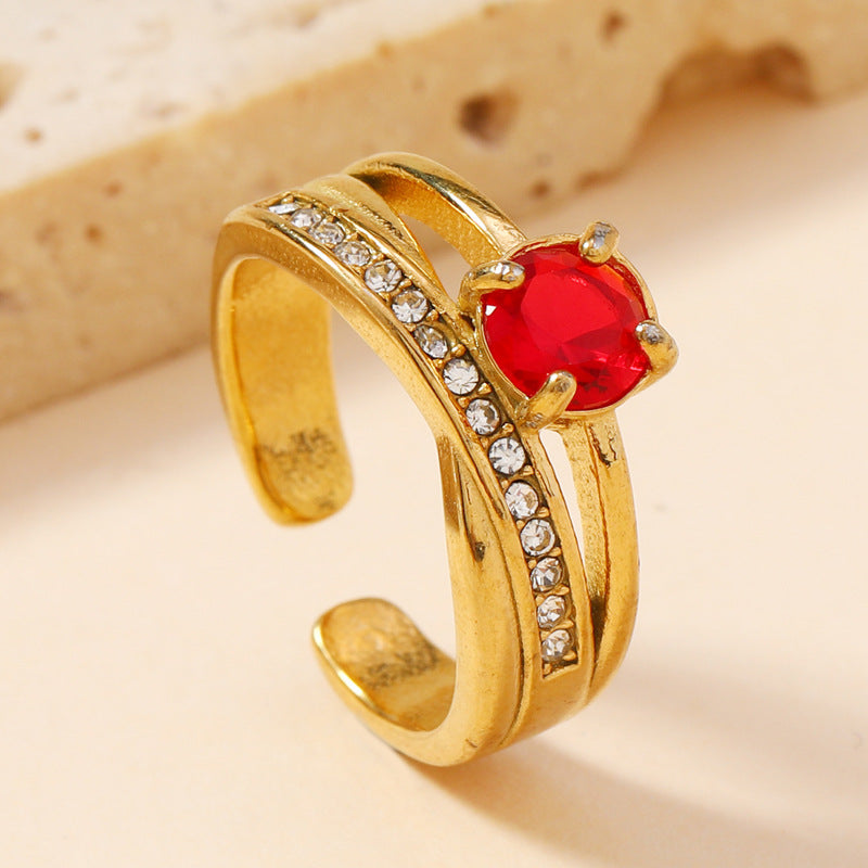 Gem Light Luxury High-grade Vintage Stainless Rings