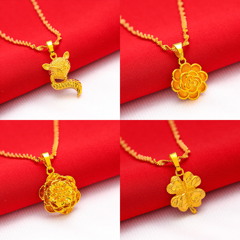 Women's Box Chain Packaging Flower Water Ripple Necklaces