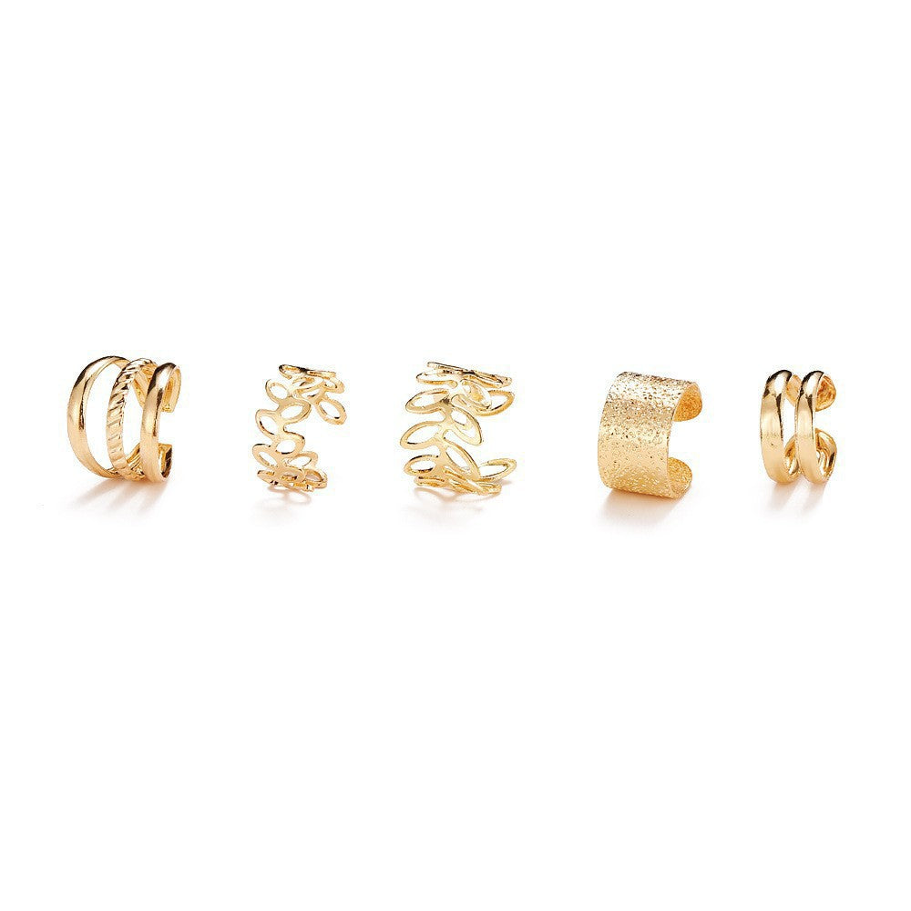 Simple Ear Clip Personalized Golden Leaf Earrings