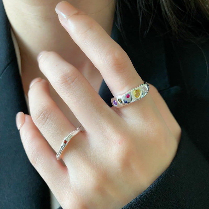 Crystals Zircon Heart-shaped Open Heart Design Ring