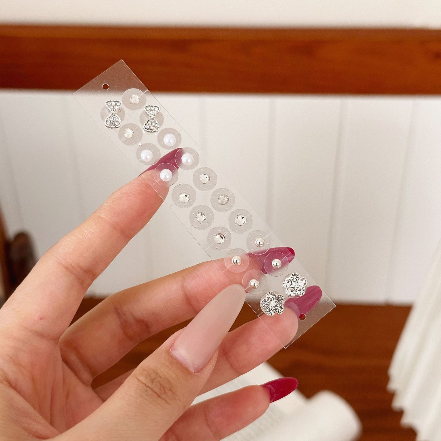 Fashion Auricular Point Sticker Crystal Ear Patch Bead Massage Stress Earrings