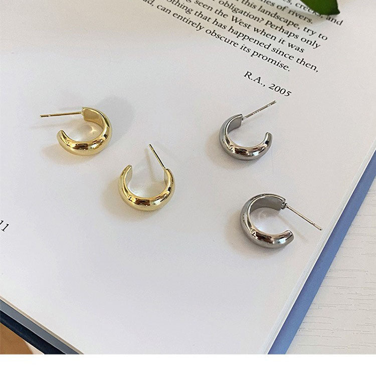 Women's Type Glossy Metal Personalized Minority Simple Textured Rings