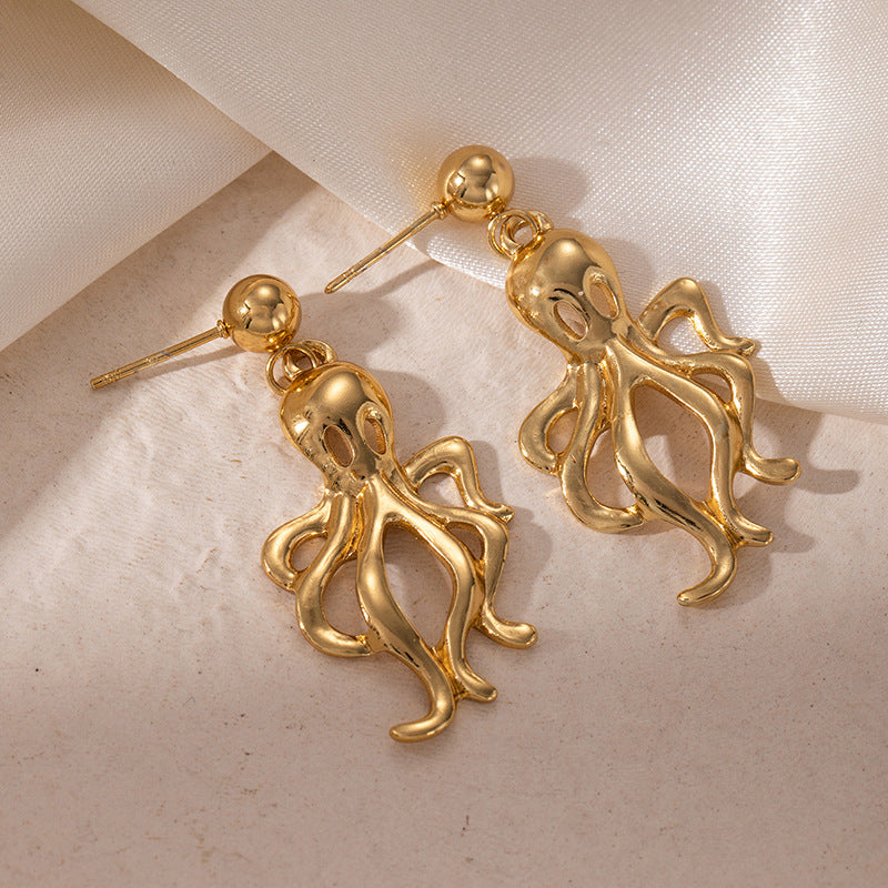 Popular Stainless Steel Jellyfish Beach Vacation Style Stud Earrings