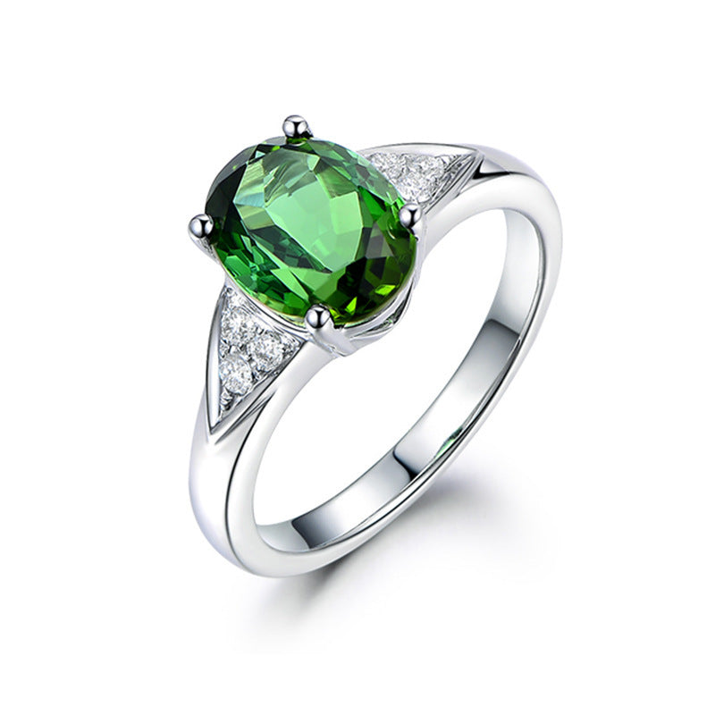 Women's Simulation Aquamarine Zircon Open Personality Navy Blue Ring