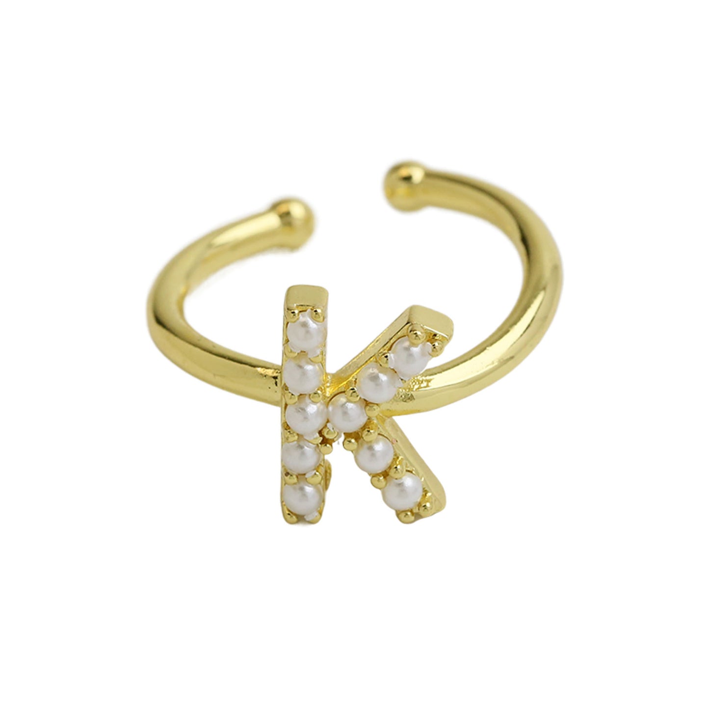 Women's Xi Brass Pearl English Letters Open Rings