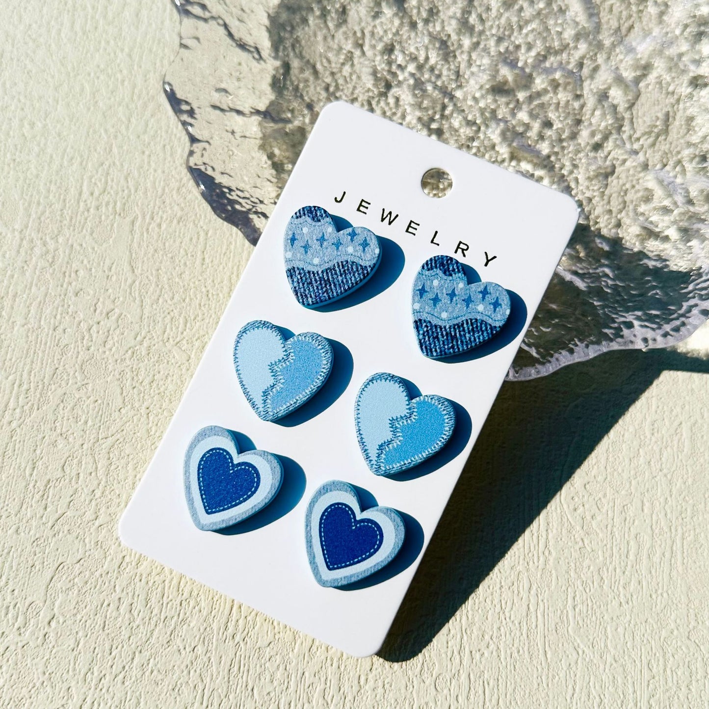 Women's Valentine's Day Denim Love Paint Printing Clay Quality Earrings