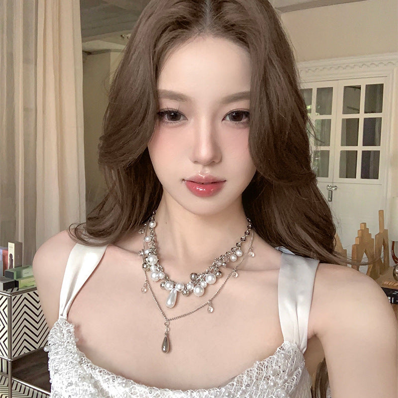 Women's Pure White Muses Exquisite Pearl High Necklace