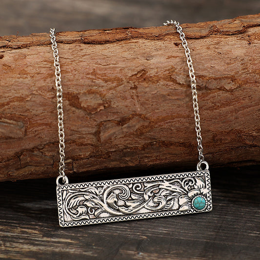 Fashion Vintage Square Turquoise Boho Clavicle Necklaces