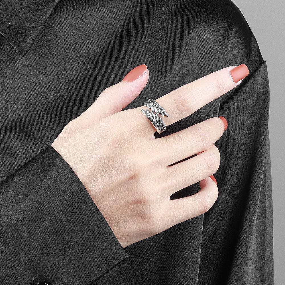 Angels Demons Wings Couple Personalized Opening Ring