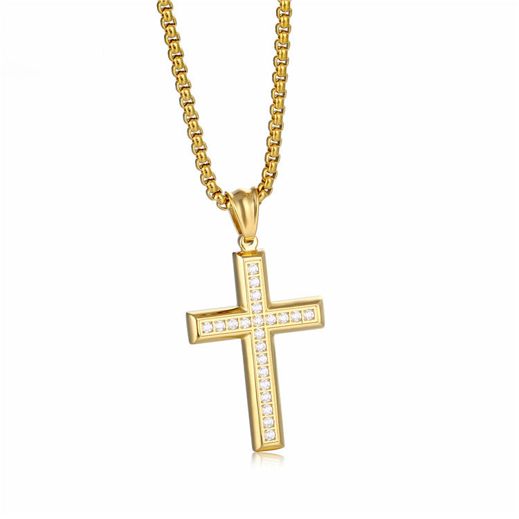 Women's Light Luxury Minority Stainless Steel Cross Sweater Chain Necklaces