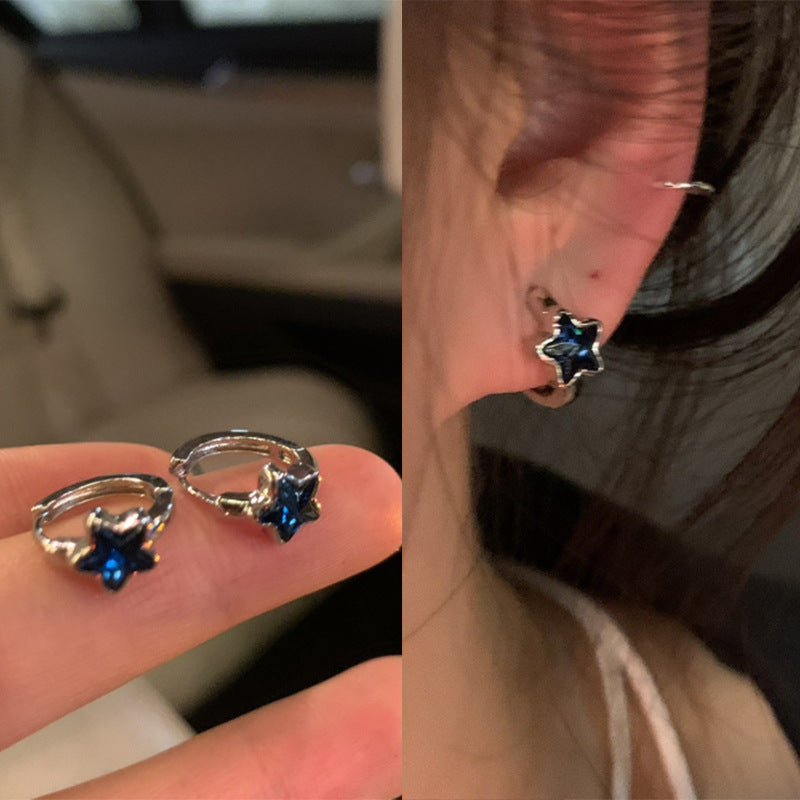 Women's Fashionable Blue Star High-grade Earclip Minority Earrings