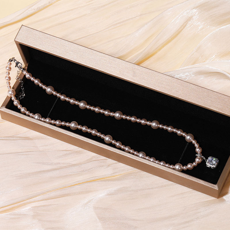 Women's Square Diamond Natural Shell Pearls Pearl Necklaces