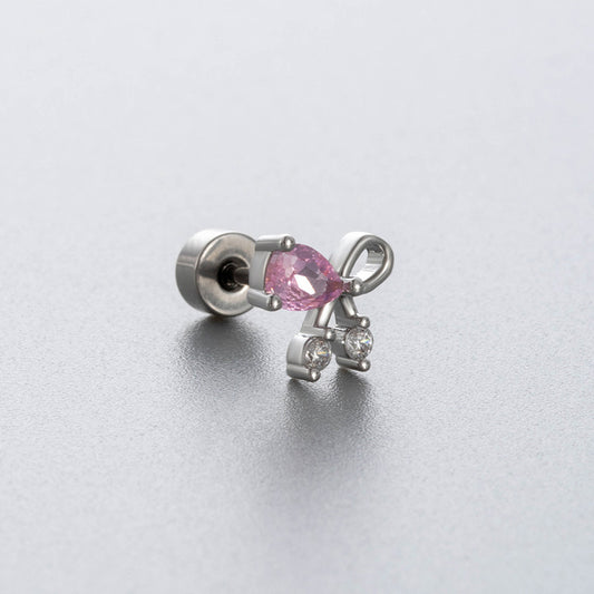 Henson Titanium Steel Ear Bone Pink Zircon Rings