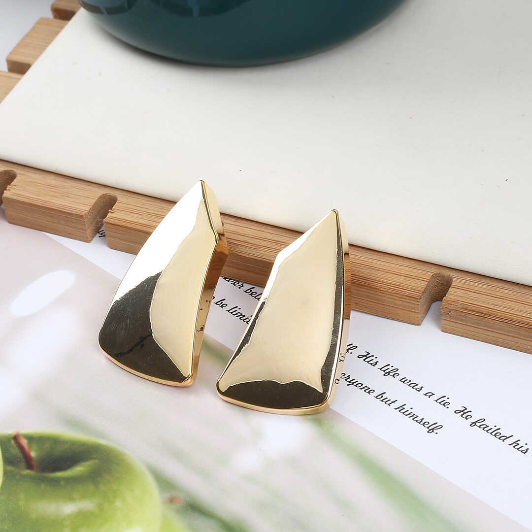 Women's Golden Irregular Geometric Shape Dignified Ear Earrings