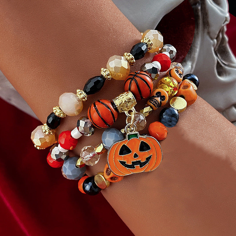 Halloween Bat Pumpkin Spider Lifting Artificial Crystal Bracelets