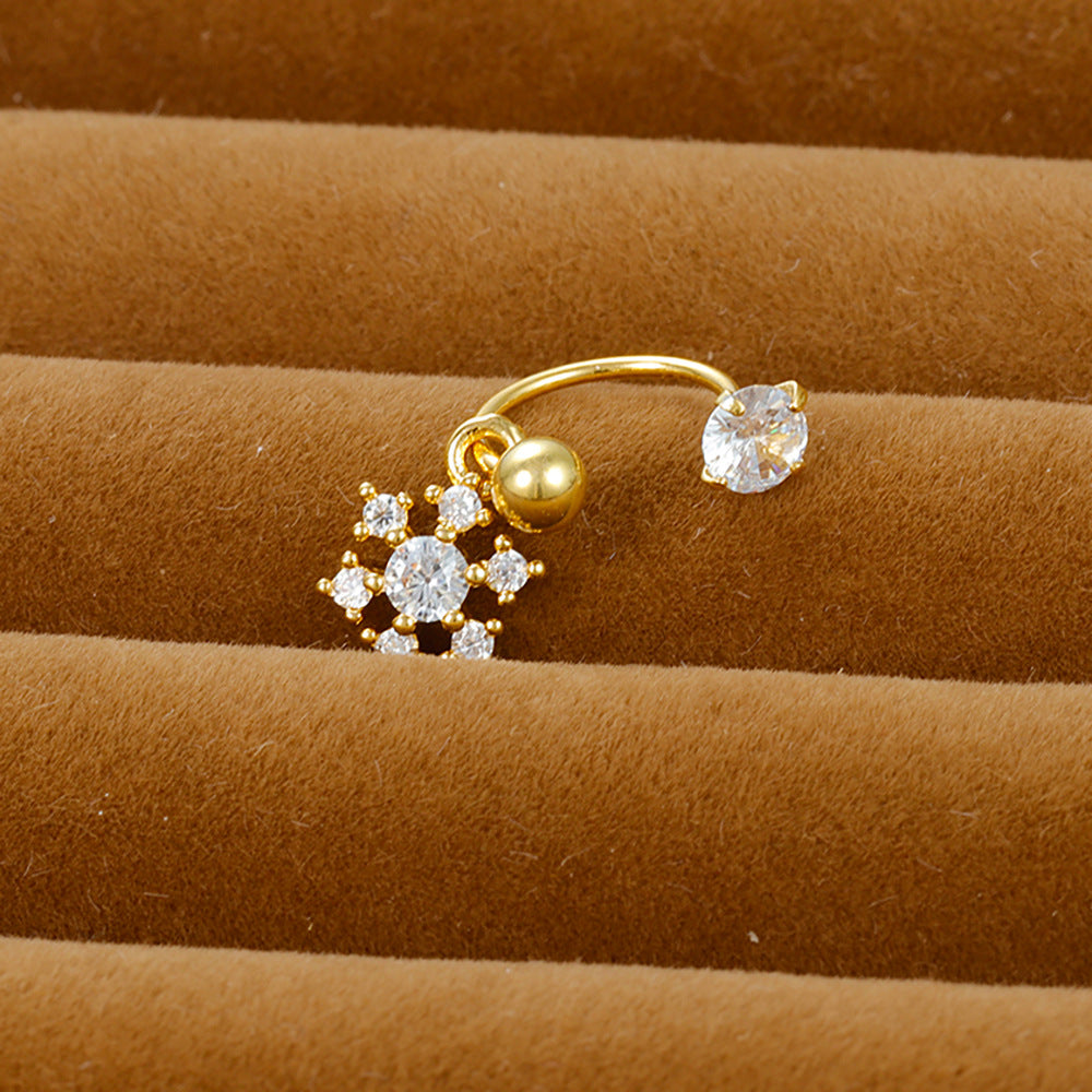 Shaped Piercing Flower Zircon Ear Bone Earrings