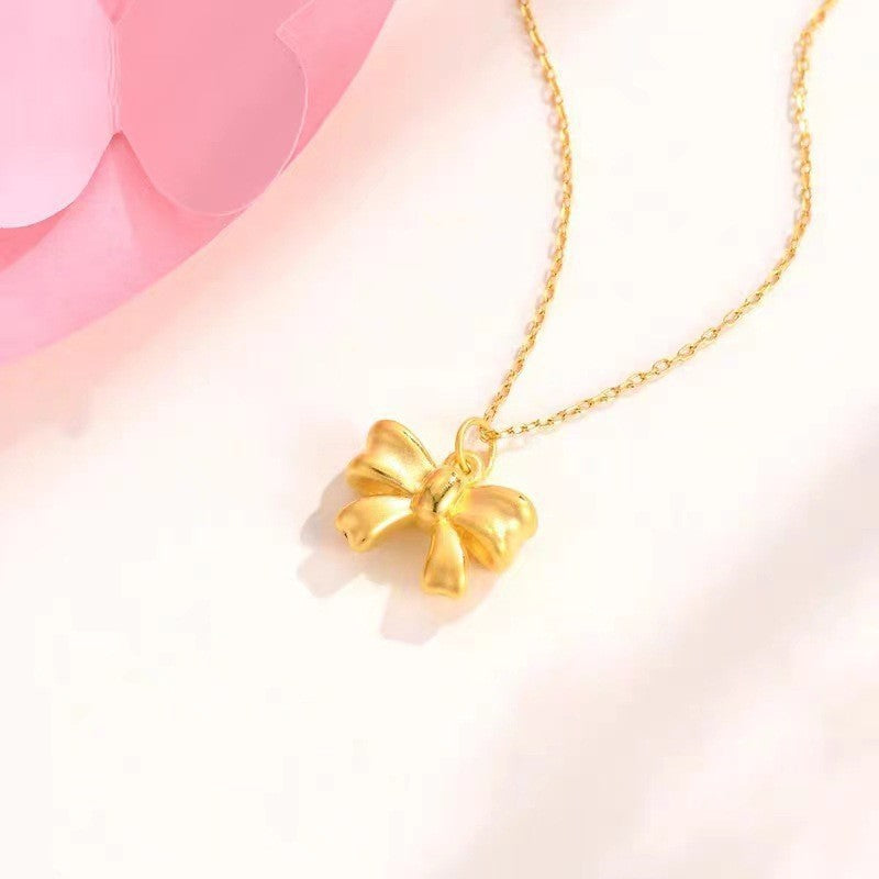 Women's Flag Bow On The Run Princess Bowknot Imitation Gold Lock Necklace