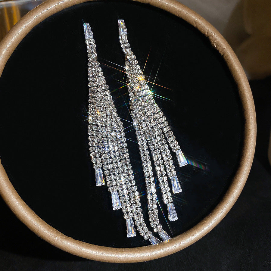 Women's Sier Diamond Tassel Light Luxury High-grade Simple Rings