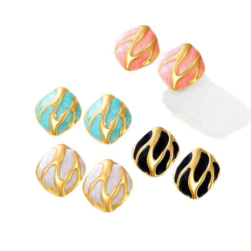 Women's Luxury Geometric High-grade Golden Dripping Fashionable Earrings