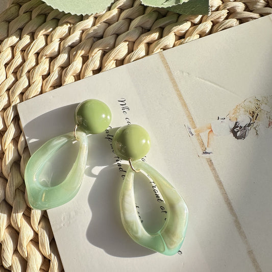 Women's Minority Design Fresh Green Texture Water Drop Temperament Wild Simple Earrings