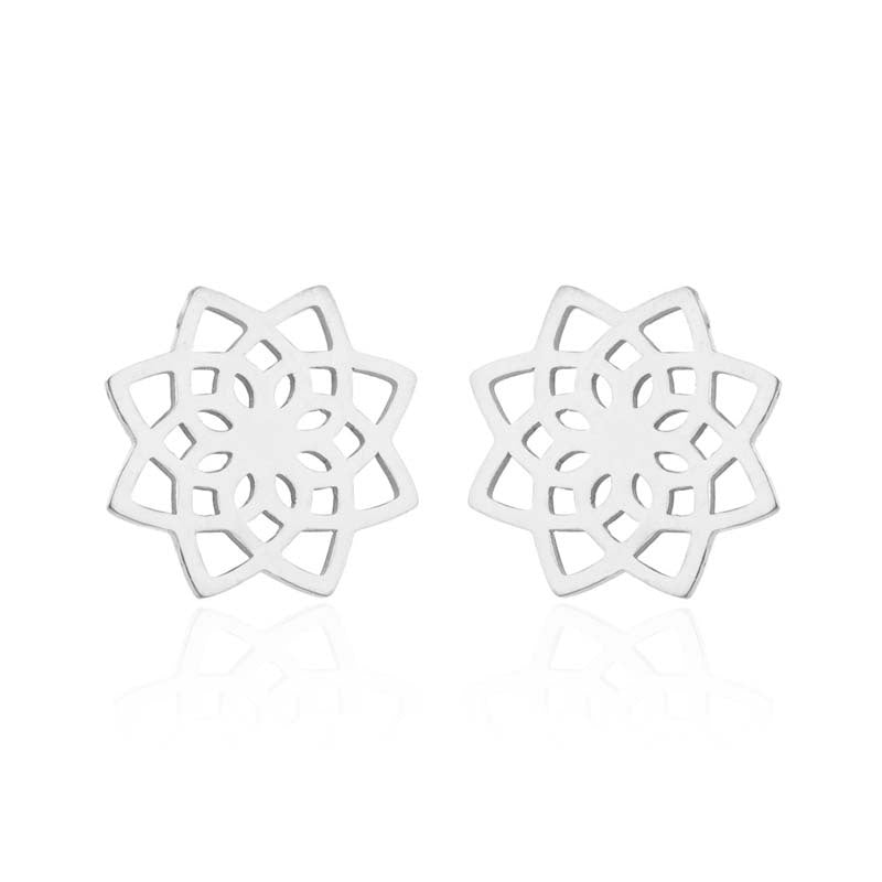 Lotus Ear Bone Hollow Origami Stainless Stud Earrings