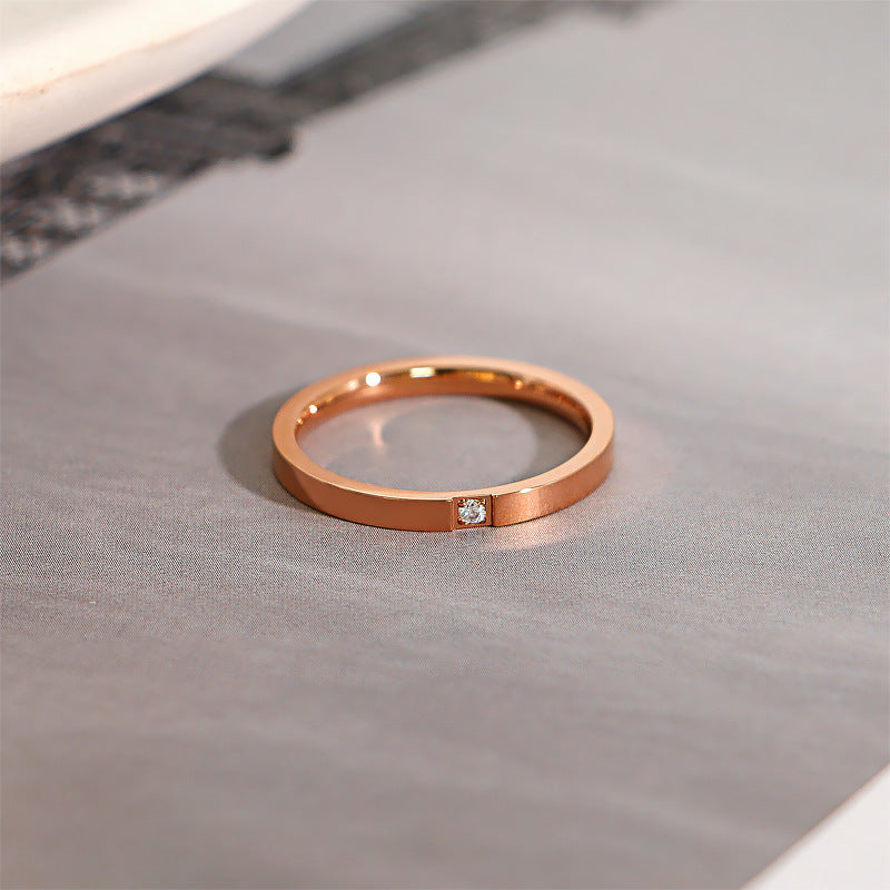 No Fading Diamond Simple Female Gold Plated Zircon Index Rings