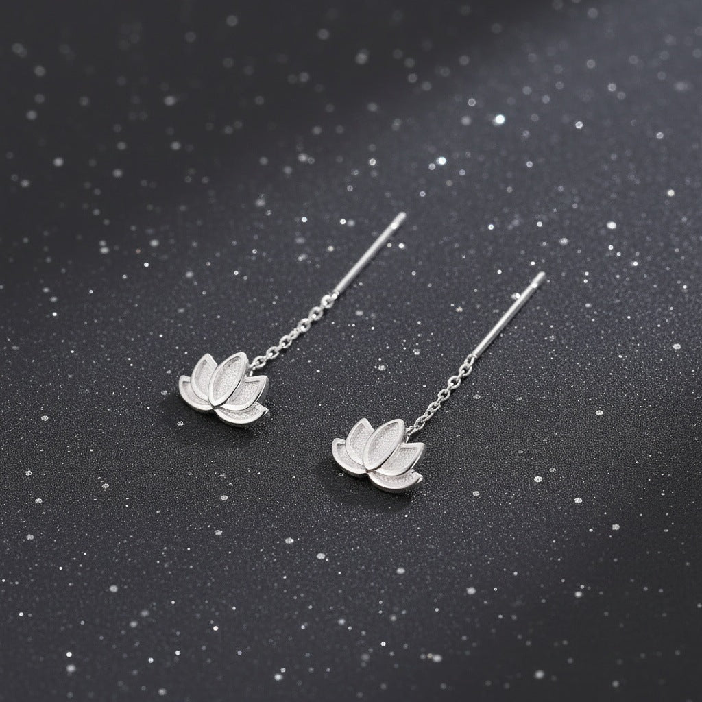 Women's Long Lotus National Style Elegant Tassel Ear Line