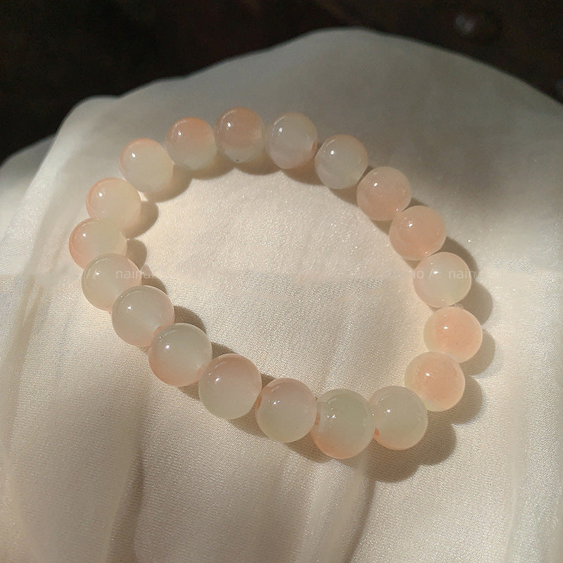 Jade Glass Pliable Temperament Gradient Pink Version Hand Toy Buddha Bracelet