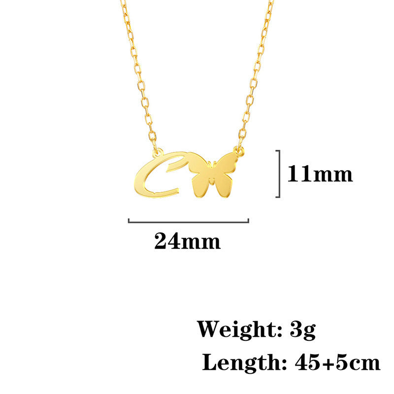 Stainless Steel Butterfly Love Letter High-grade Clavicle Pendants