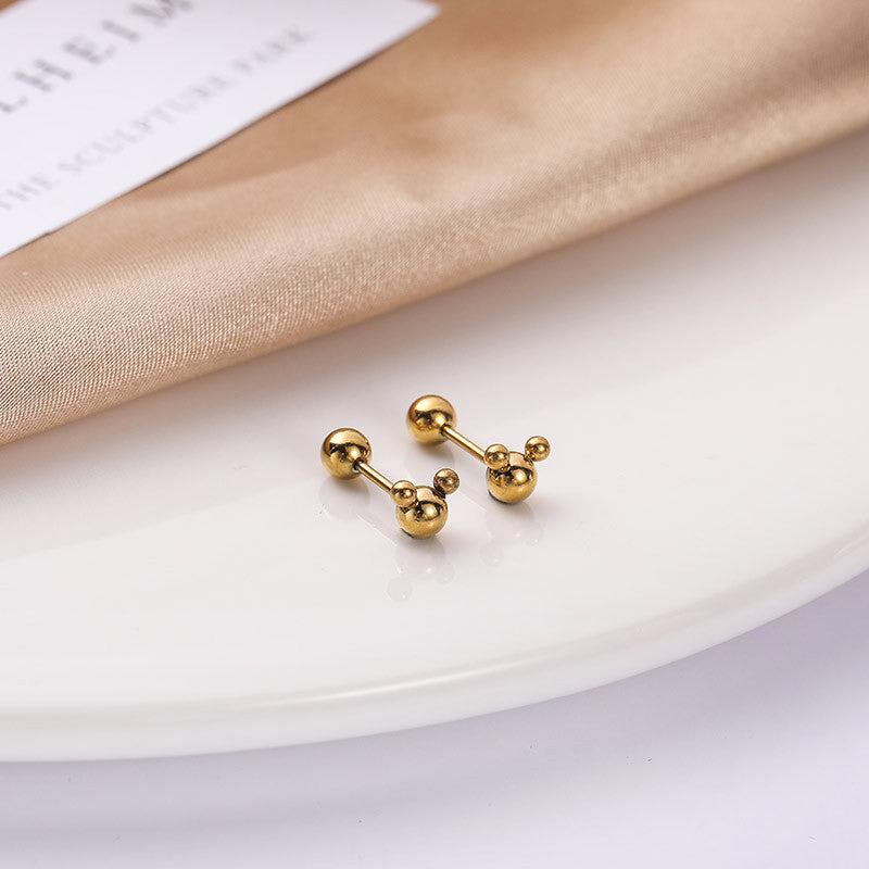 Mickey Female Ball Thread Ear Bone Electroplating Stud Earrings