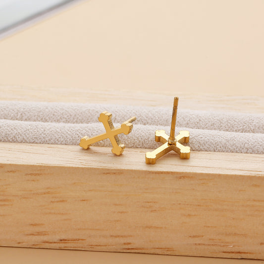 Women's Cross Stainless Steel Fashion Simple Metal Stud Earrings