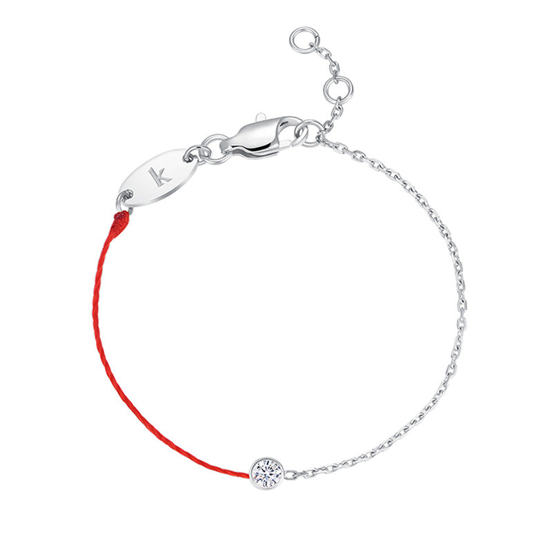Sier Single Diamond Red Rope Female Cute Bracelets