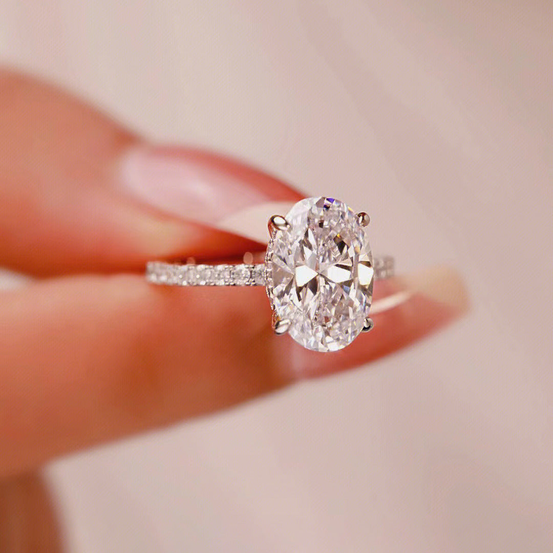 Simulation Moissanite Diamond Oval Big Female Ring