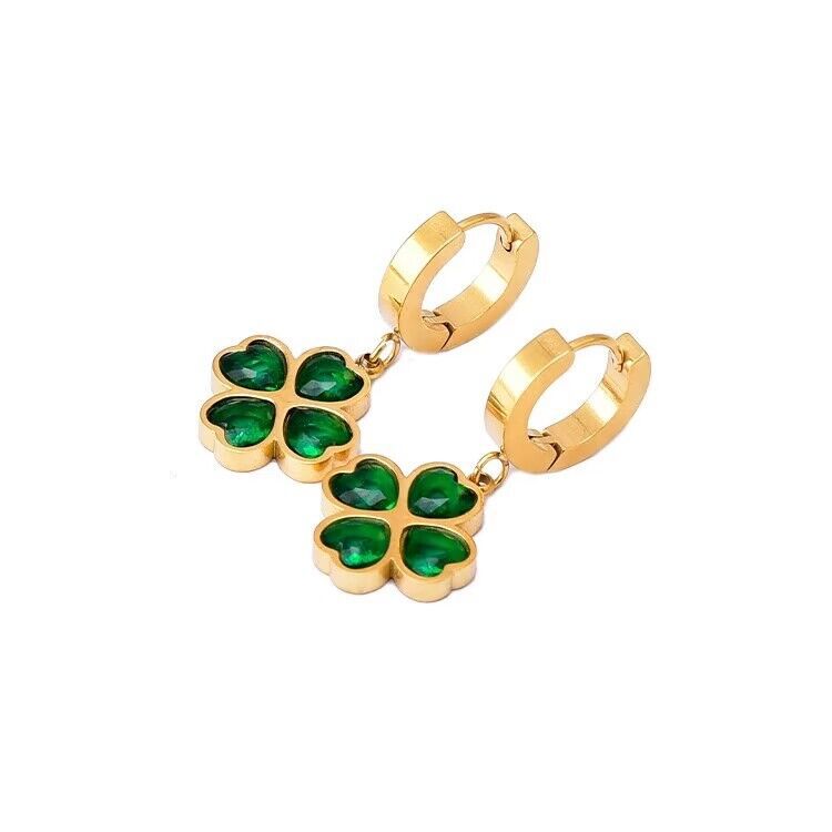 Love Heart Flowers Clip Elegant Clover Ear Buckle